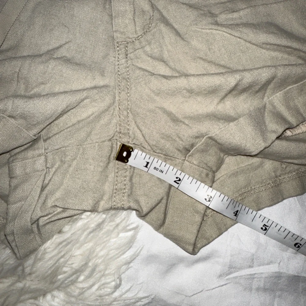 Old Navy | A Stones Throw Linen Paper Bag Shorts Tie Waist Cuffed Hem Beige